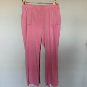 Juicy Couture Women Velour Sweatpants XL Pink Elastic Waist Y2K 2000s Barbiecore